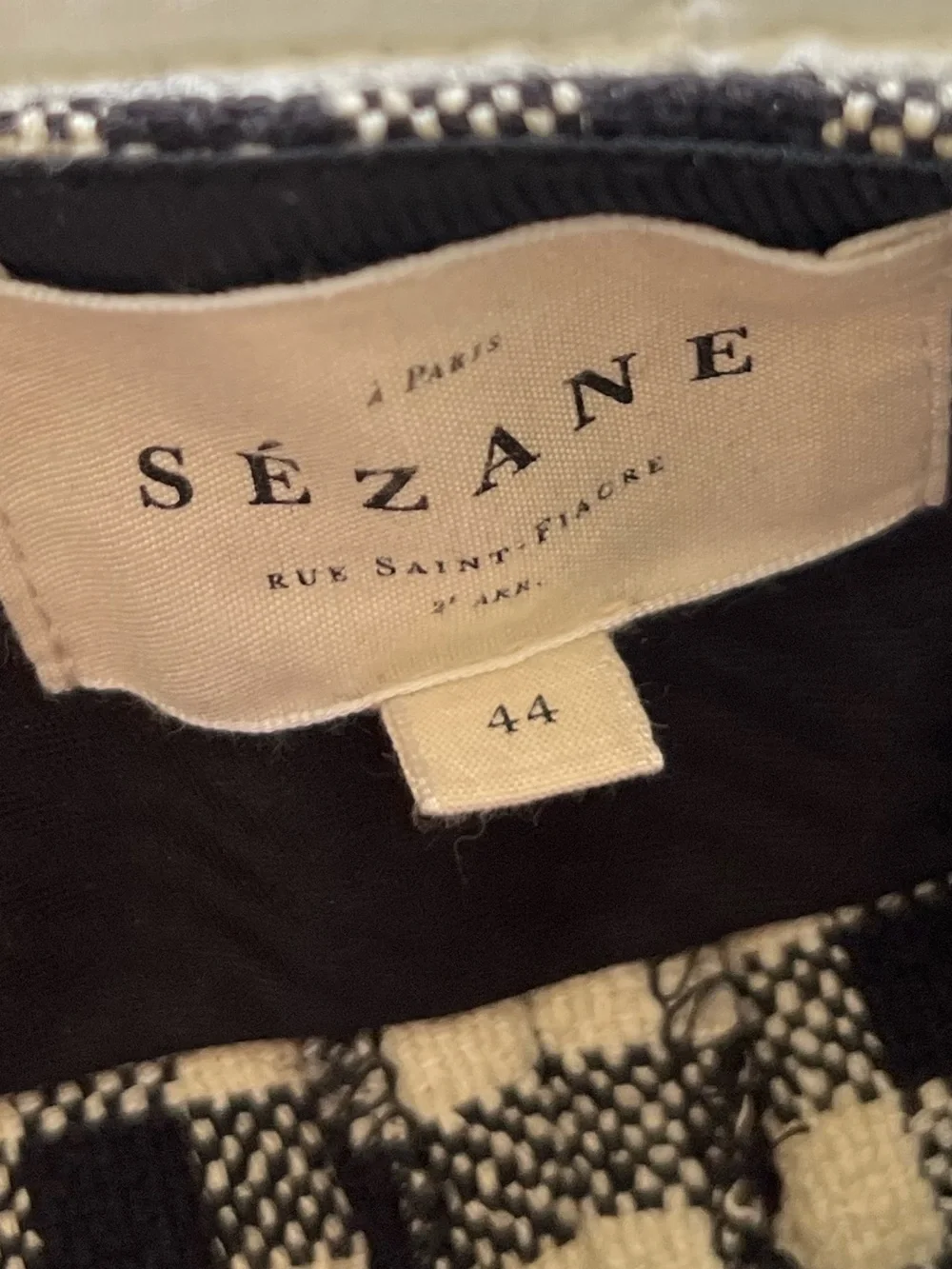 Sezane Martin Crop Trousers in Black and Ecru Gingham FR 44 / US 12